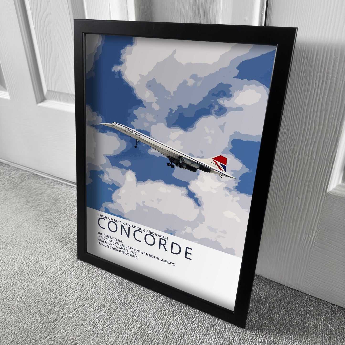 British Airways Concorde Poster - Negus - Plane art for aviation enthusiasts & pilot retirement gifts, airline and airplane artwork prints