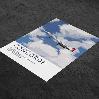 British Airways Concorde Poster - Negus - Plane art for aviation enthusiasts & pilot retirement gifts, airline and airplane artwork prints