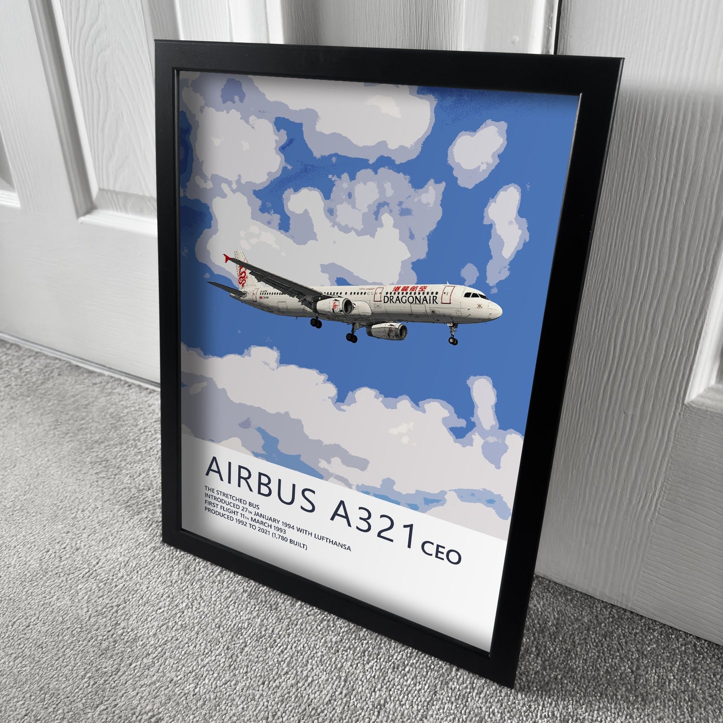 Dragonair Airbus A321 Poster - Plane art for aviation enthusiasts & pilot retirement gifts, airline and airplane artwork prints