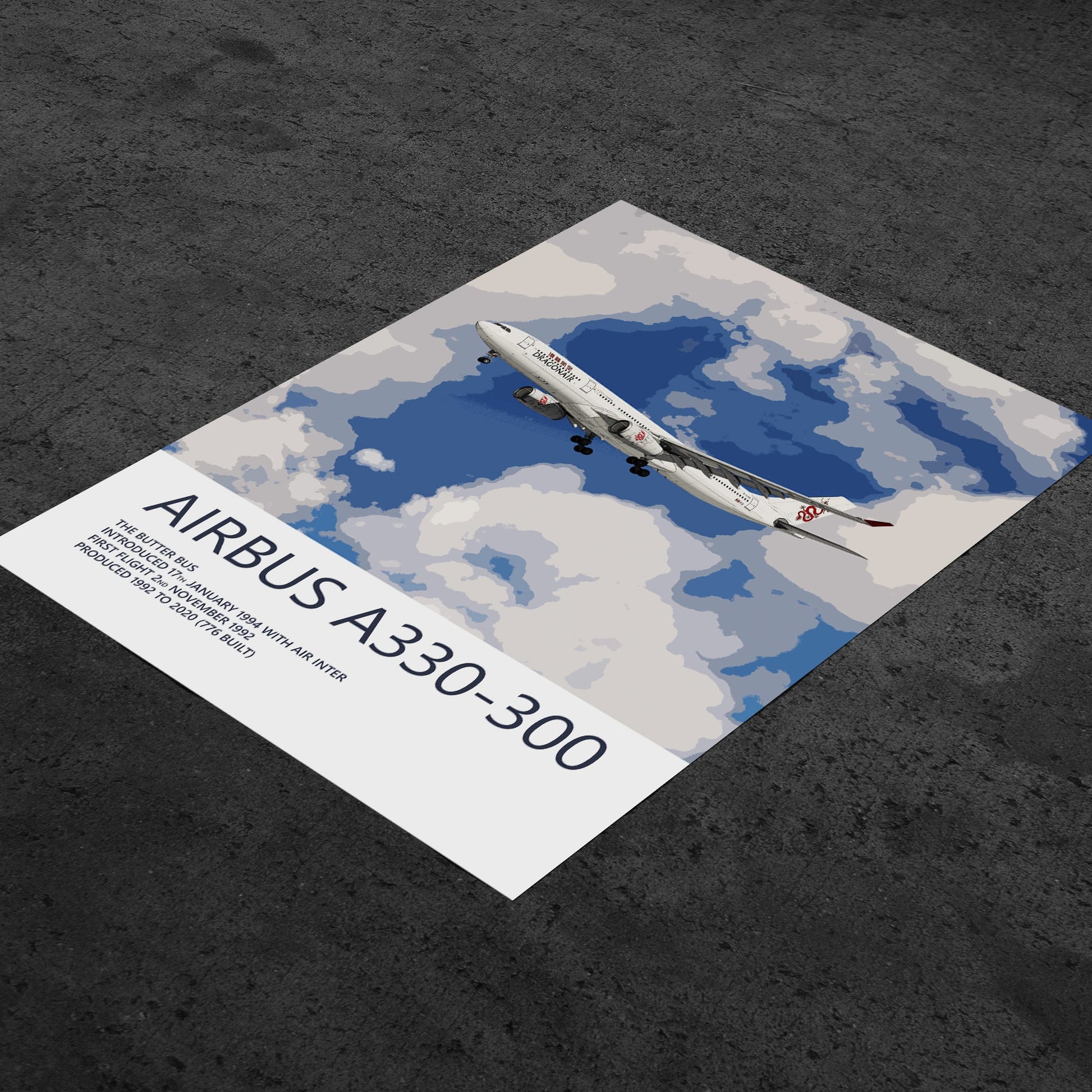 Dragonair Airbus A330 Poster - Plane art for aviation enthusiasts & pilot retirement gifts, airline and airplane artwork prints