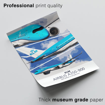 KLM Airbus A350-900 First Arrival Poster – PH-ZNA