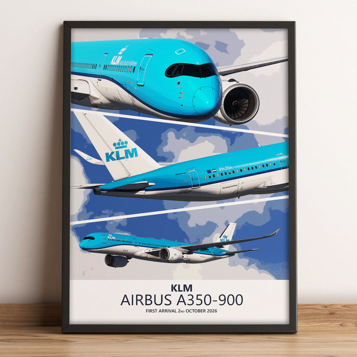 KLM Airbus A350-900 First Arrival Poster – PH-ZNA