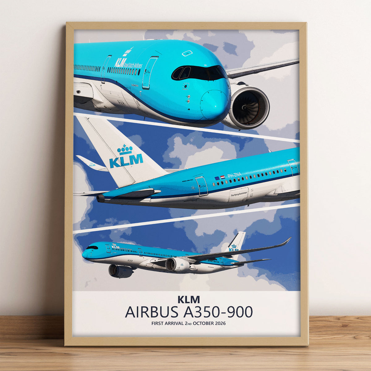 KLM Airbus A350-900 First Arrival Poster – PH-ZNA
