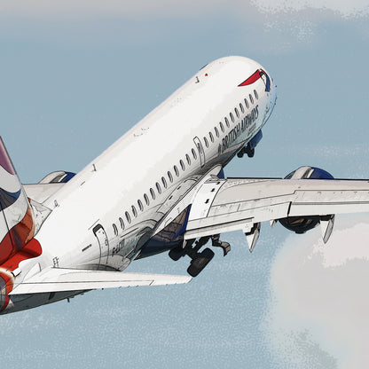 British Airways Embraer 190 & London City Skyline Poster