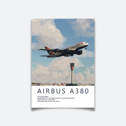 British Airways Airbus A380 Heathrow Poster