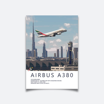 Emirates Airbus A380 & Dubai City Skyline Poster