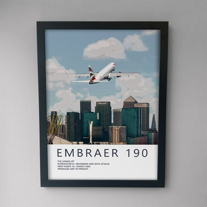 British Airways Embraer 190 & London City Skyline Poster