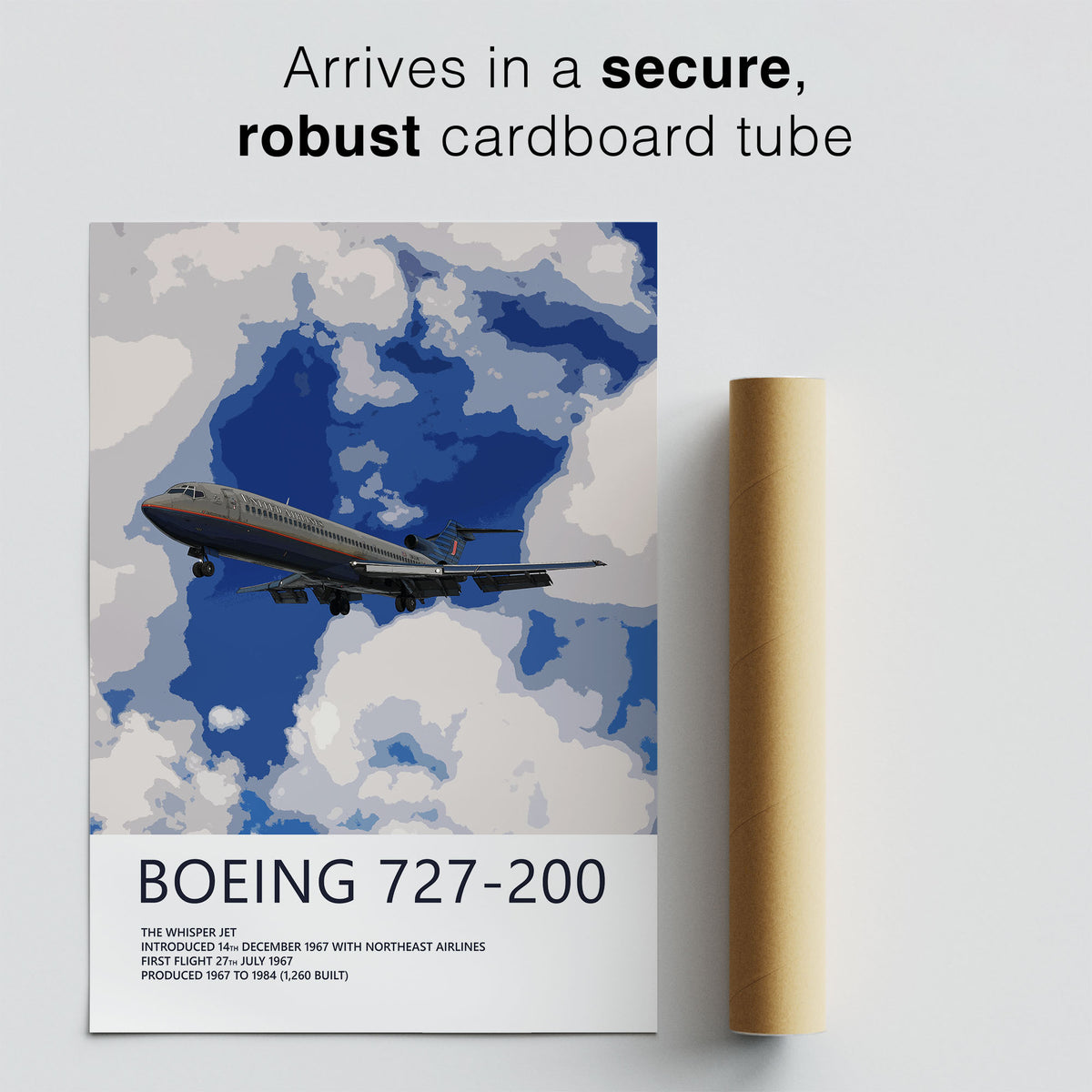 United Airlines Boeing 727-200 Poster – Battleship Grey