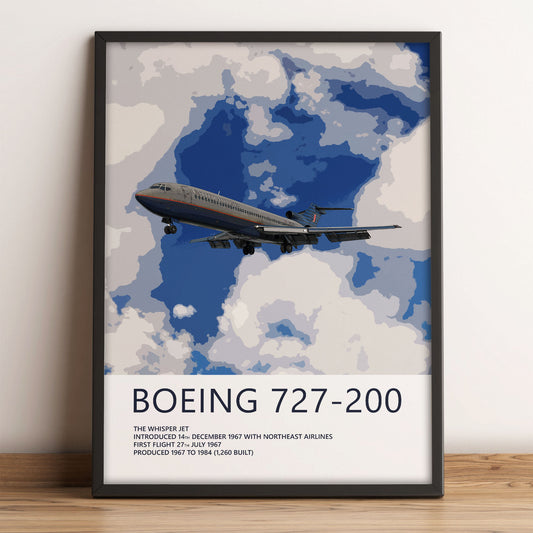 United Airlines Boeing 727-200 Poster – Battleship Grey