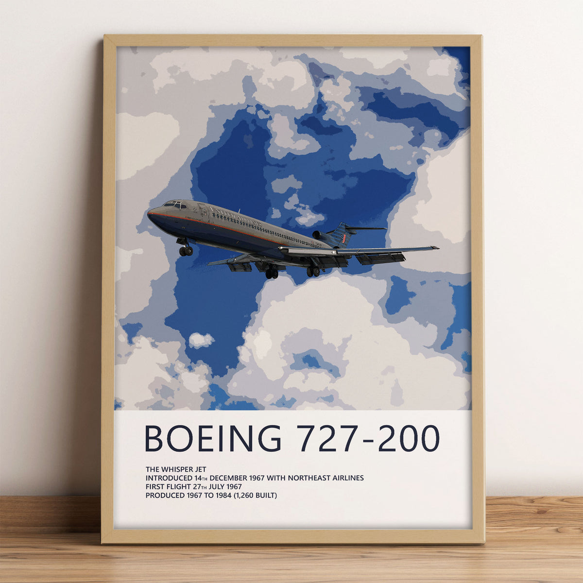 United Airlines Boeing 727-200 Poster – Battleship Grey