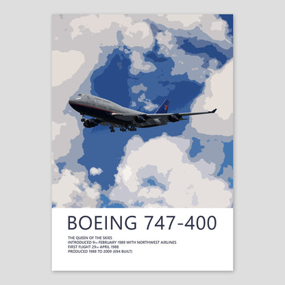 United Airlines Boeing 747-400 Poster – Battleship Grey