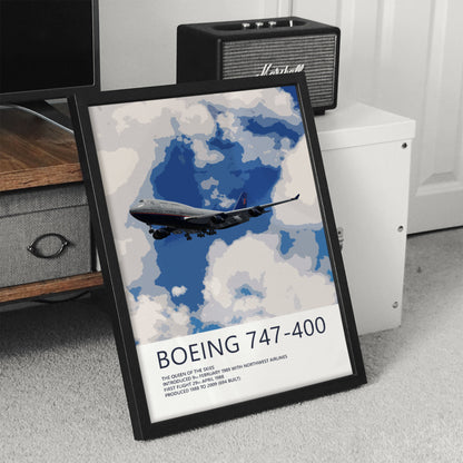 United Airlines Boeing 747-400 Poster – Battleship Grey