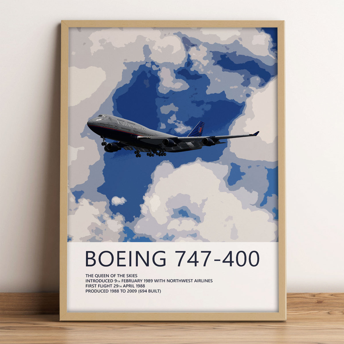 United Airlines Boeing 747-400 Poster – Battleship Grey