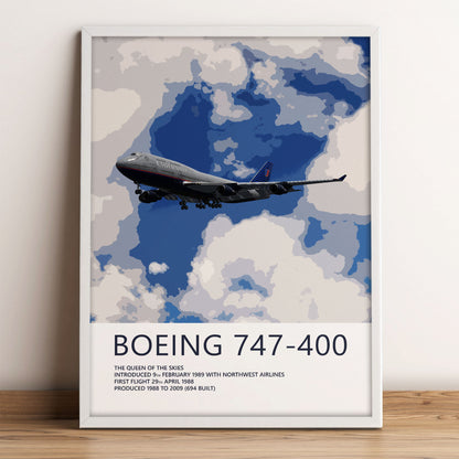 United Airlines Boeing 747-400 Poster – Battleship Grey