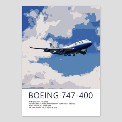 United Airlines Boeing 747-400 Poster – Rising Blue