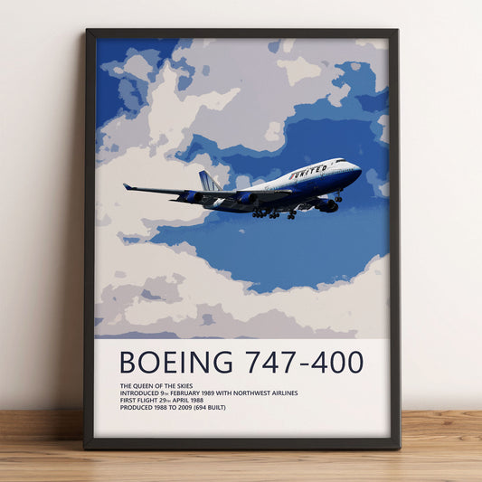 United Airlines Boeing 747-400 Poster – Rising Blue