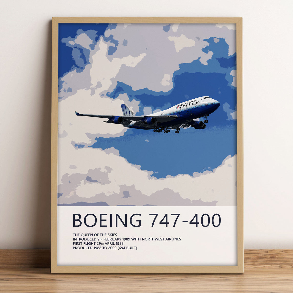 United Airlines Boeing 747-400 Poster – Rising Blue