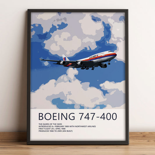 United Airlines Boeing 747-400 Poster – Saul Bass Tulip