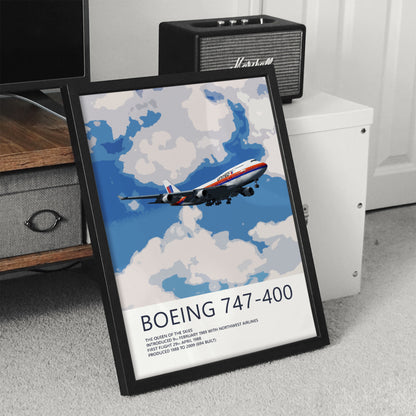 United Airlines Boeing 747-400 Poster – Saul Bass Tulip