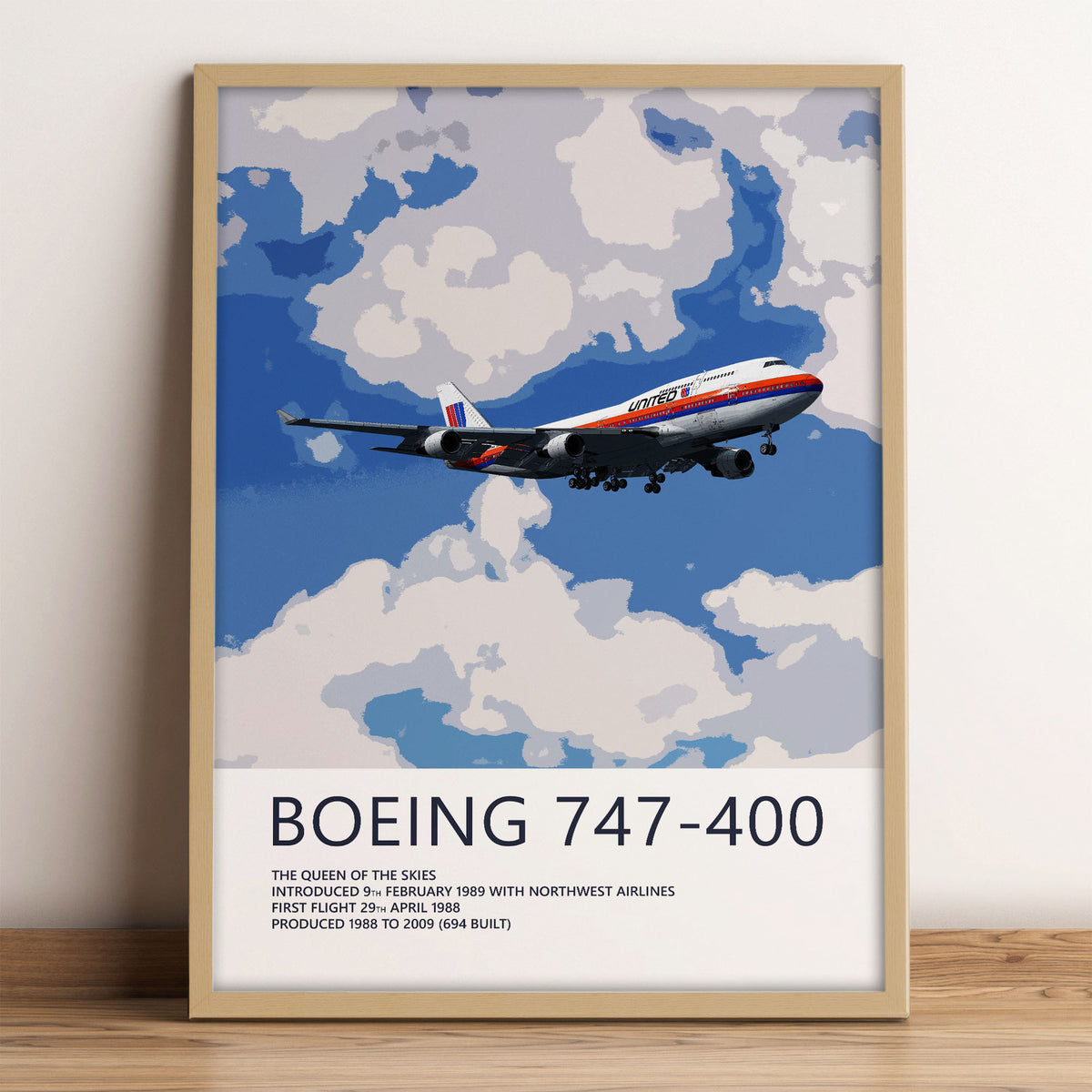 United Airlines Boeing 747-400 Poster – Saul Bass Tulip