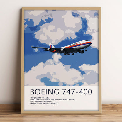 United Airlines Boeing 747-400 Poster – Saul Bass Tulip