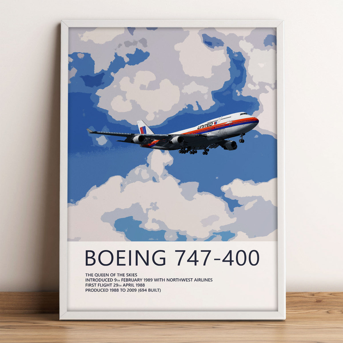 United Airlines Boeing 747-400 Poster – Saul Bass Tulip