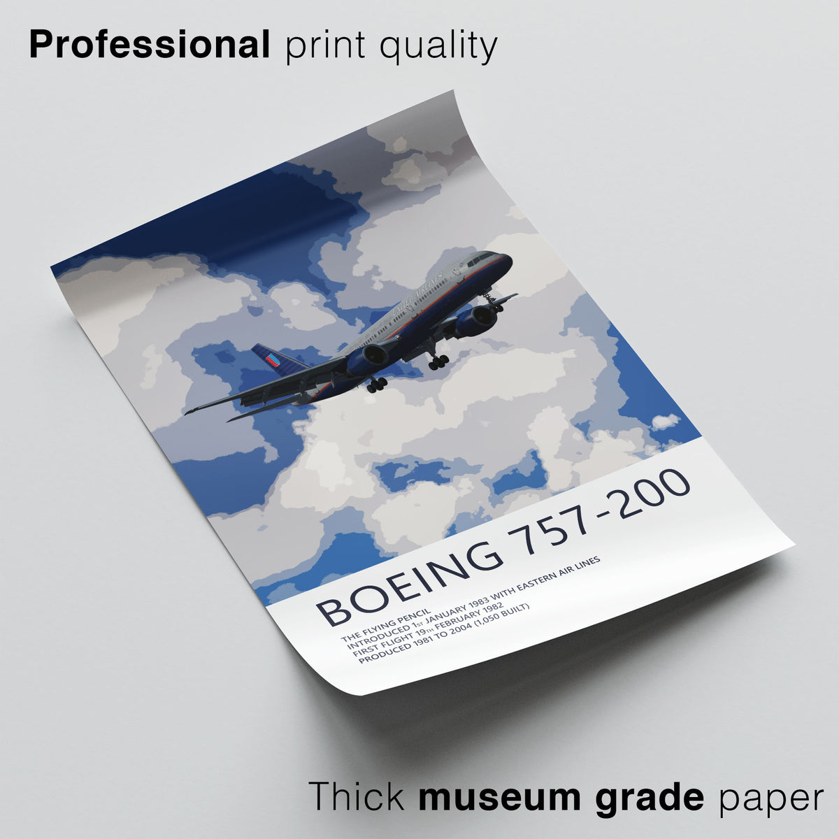 United Airlines Boeing 757-200 Poster – Battleship Grey