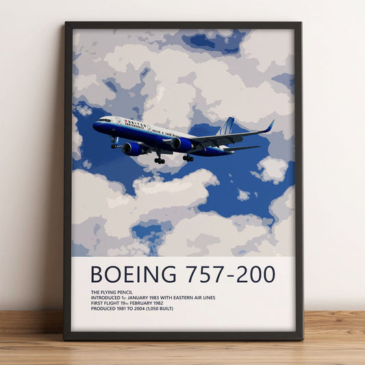 United Airlines Boeing 757-200 Poster – Rising Blue