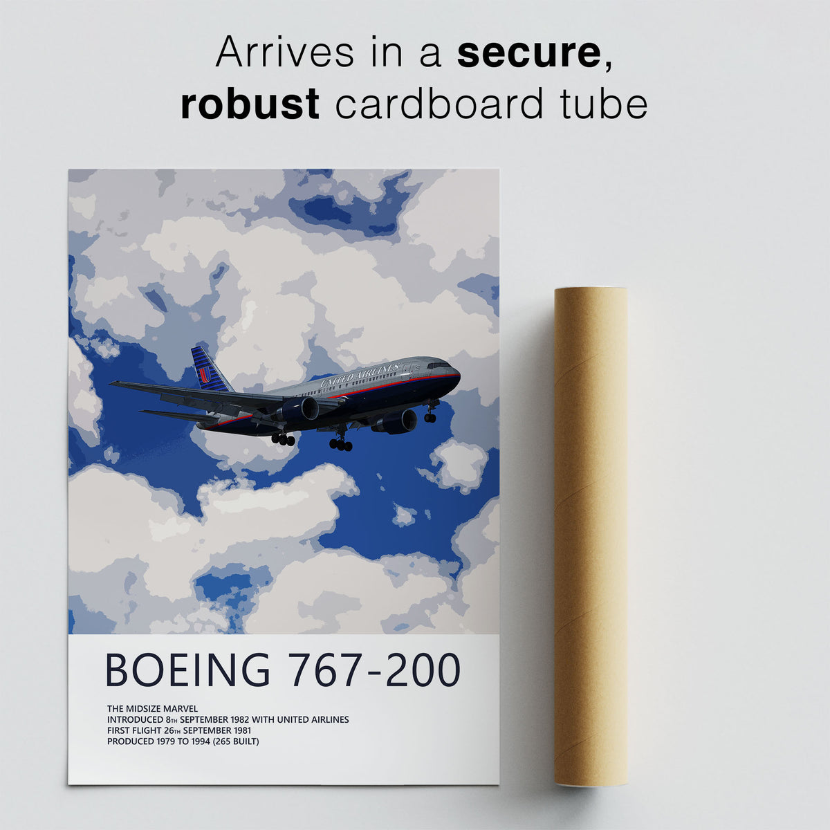 United Airlines Boeing 767-200 Poster – Battleship Grey