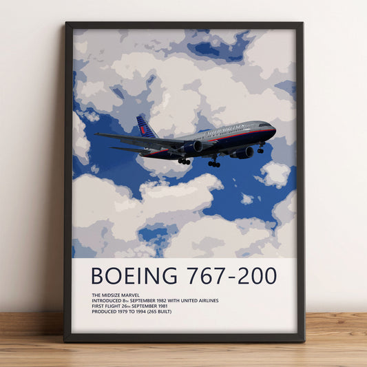 United Airlines Boeing 767-200 Poster – Battleship Grey