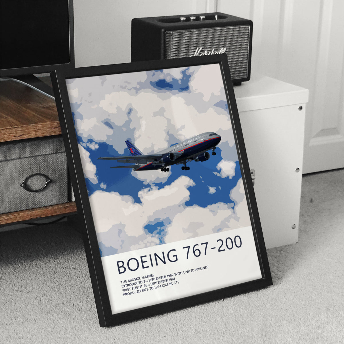United Airlines Boeing 767-200 Poster – Battleship Grey