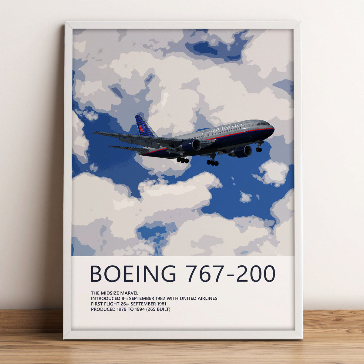 United Airlines Boeing 767-200 Poster – Battleship Grey