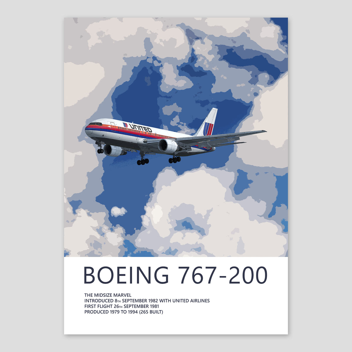 United Airlines Boeing 767-200 Poster – Saul Bass Tulip
